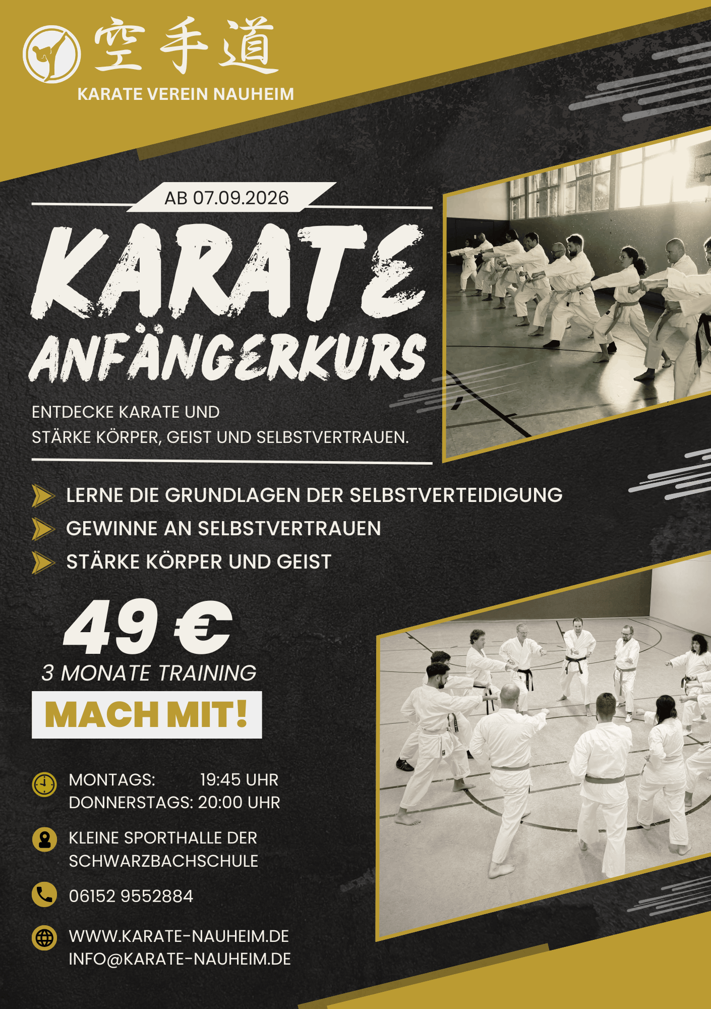 Flyer zum Karate-Anfängerkurs des Karate Dojo Nauheim